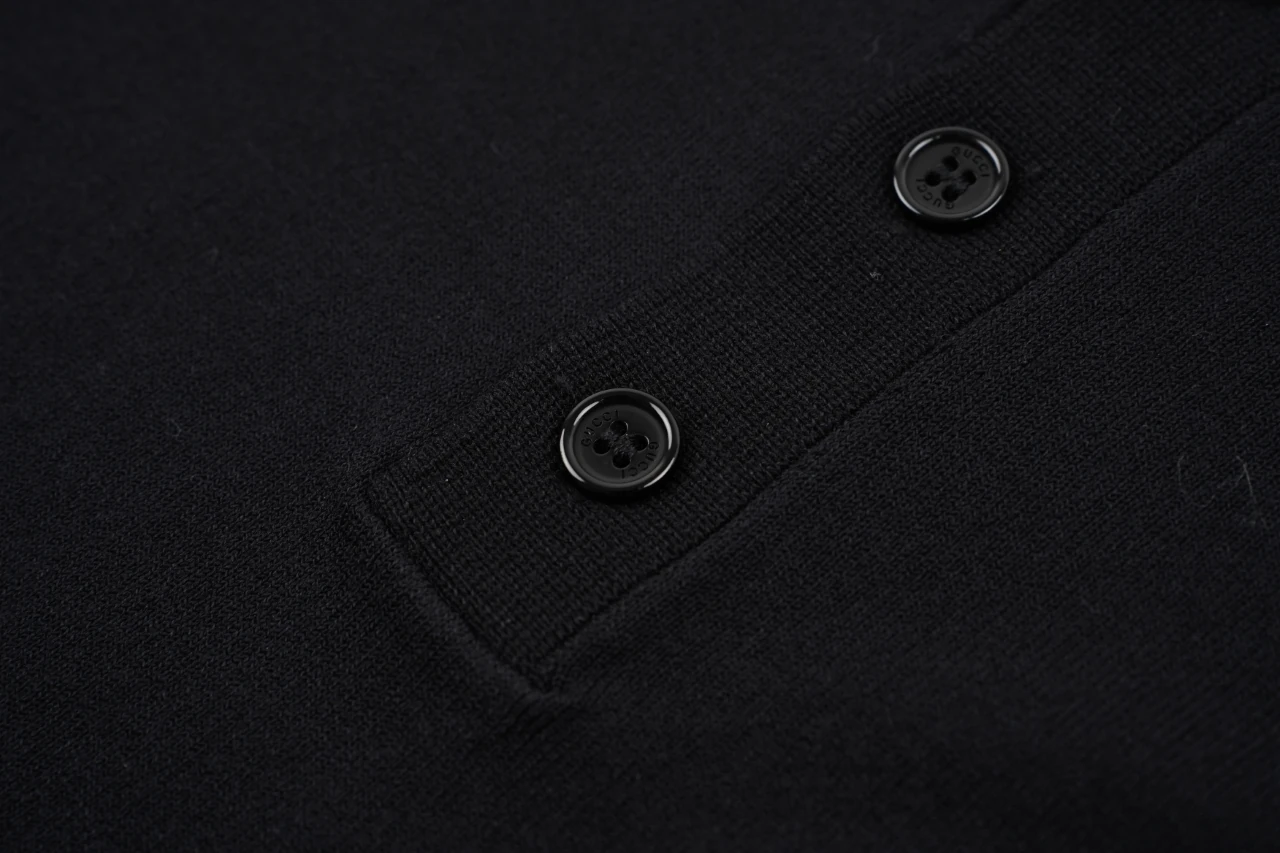 GUCCI Black Intarsia Pocket Knit Polo Shirt product photo from LabelPicks