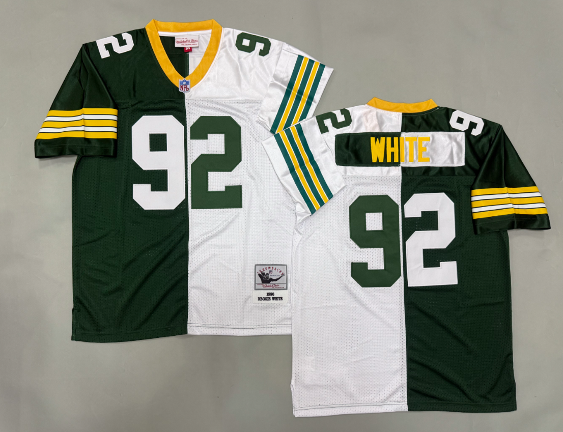Reggie White Green Bay Packers Authentic Split Throwback Retired Player Jersey