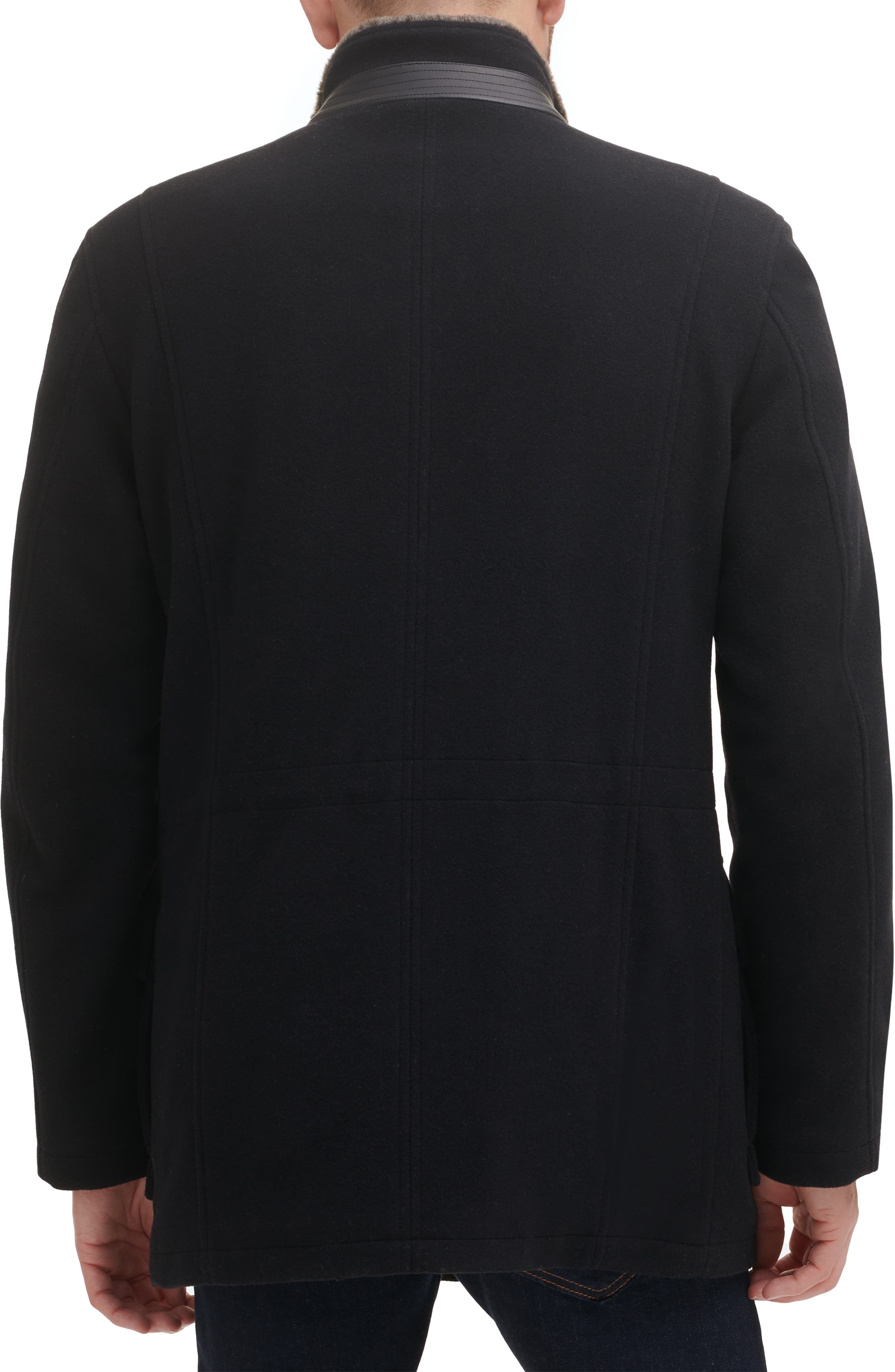 Cole Haan Signature Wool Blend Faux Fur Lined Stand Collar Jacket