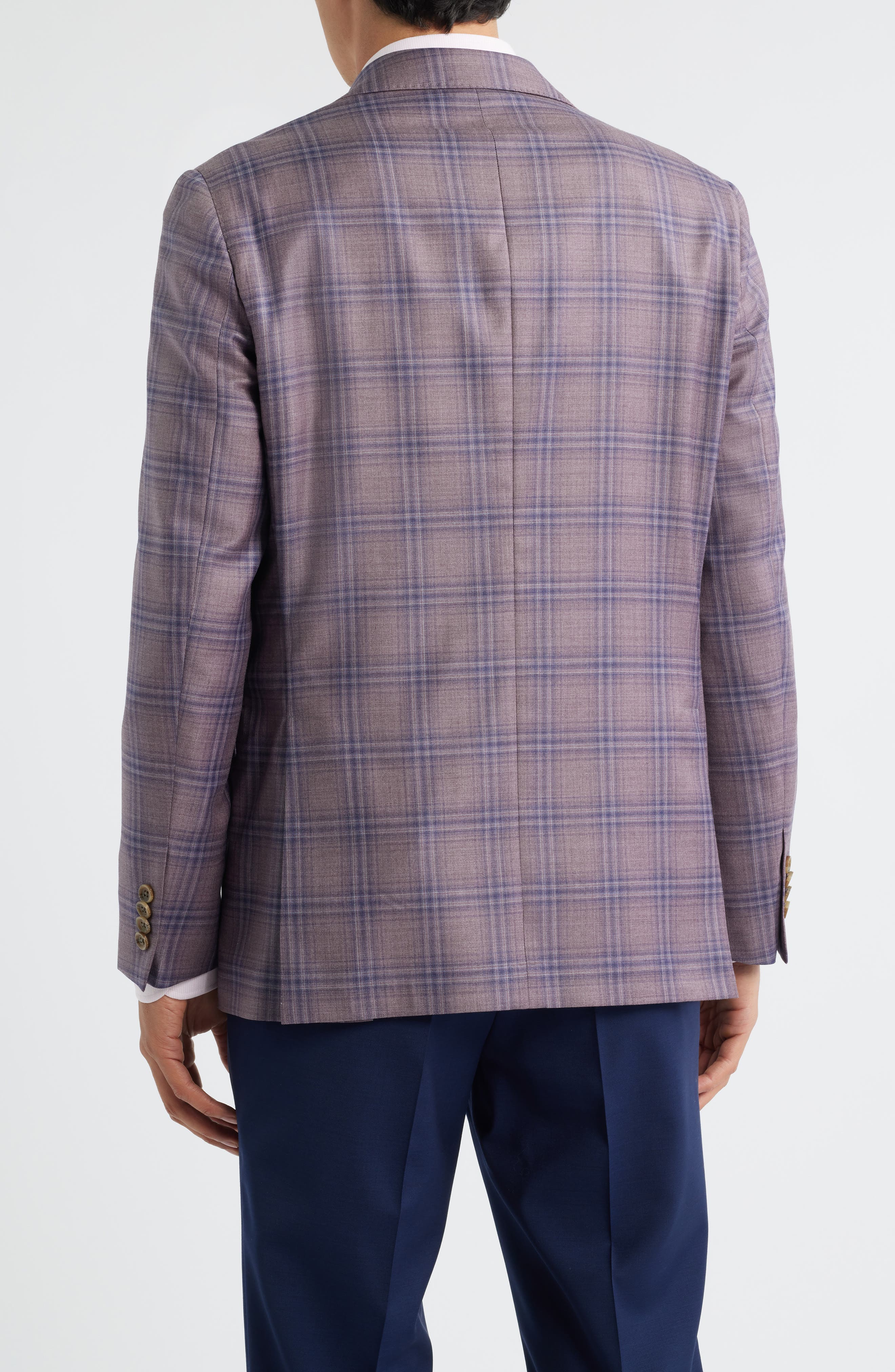 Jack Victor Midland Contemporary Fit Mauve Plaid Super 130s Wool Sport Coar