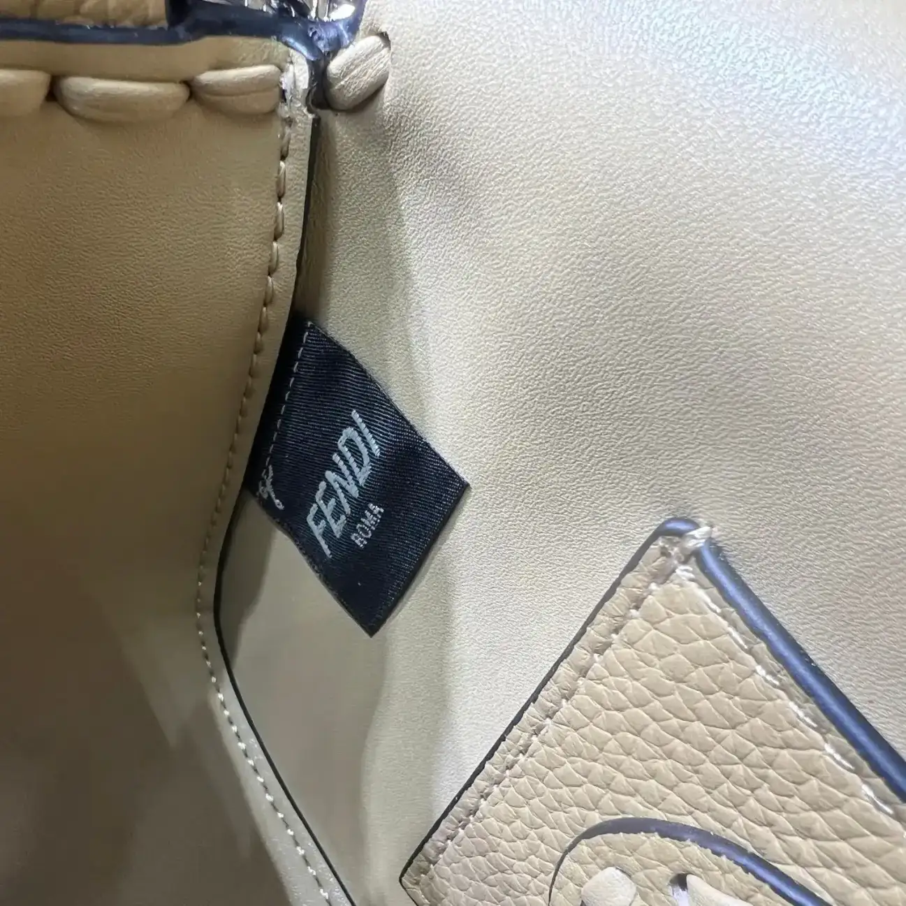 Fendi Beige Baguette Grained Leather Shoulder Bag product photo from LabelPicks