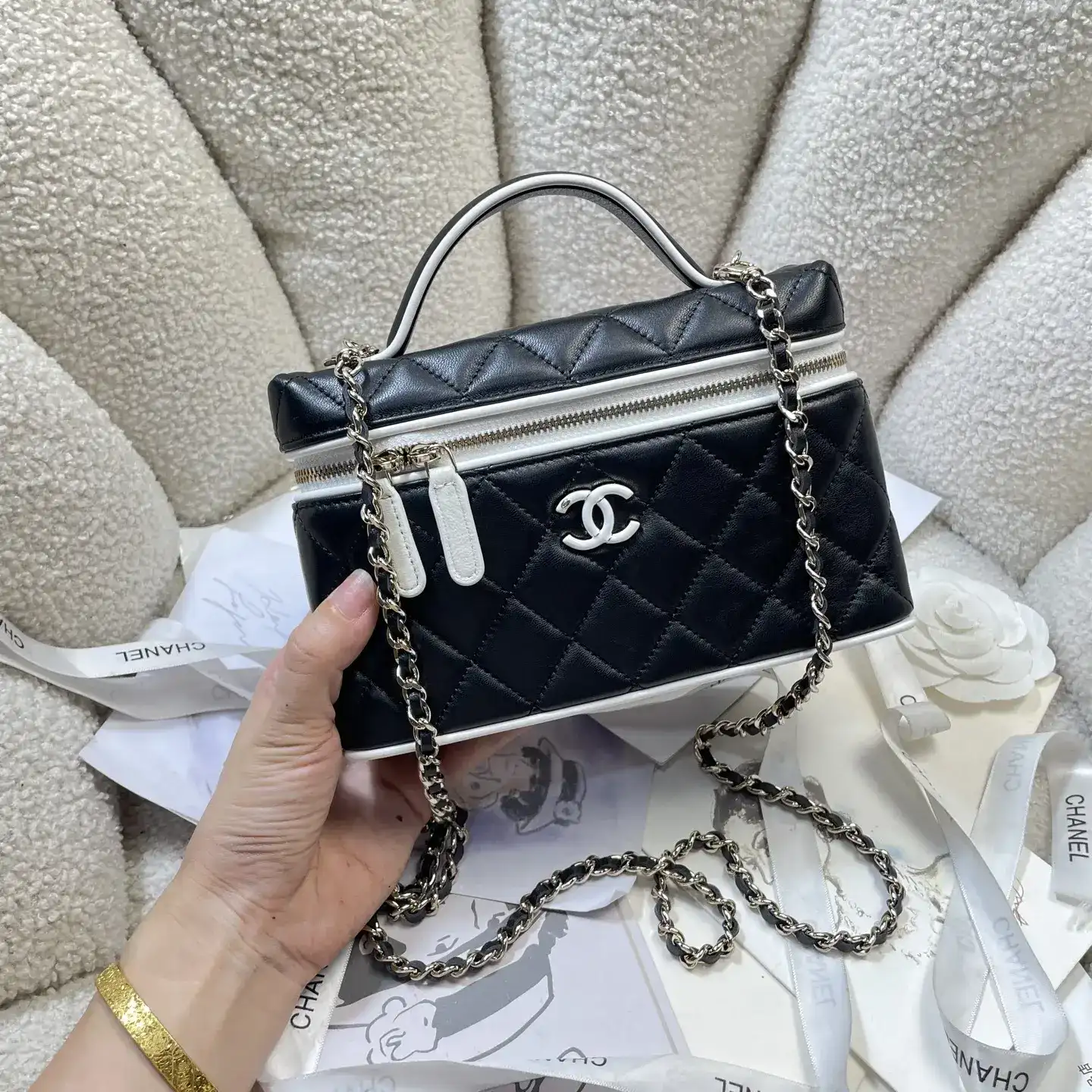 Chanel Gold Grained Leather Top Handle Bag product photo from LabelPicks