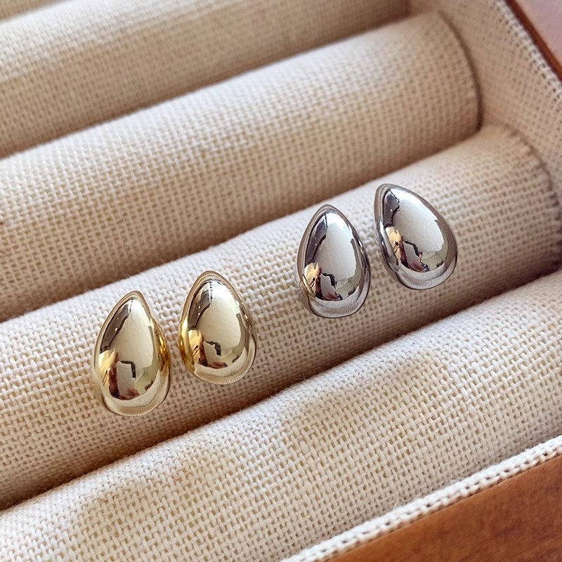 Doudou Earrings for Women 925 Sterling Silver Fashionable High-End French Retro Geometric Earrings Internet Celebrity Light Luxury Water Drop Earrings