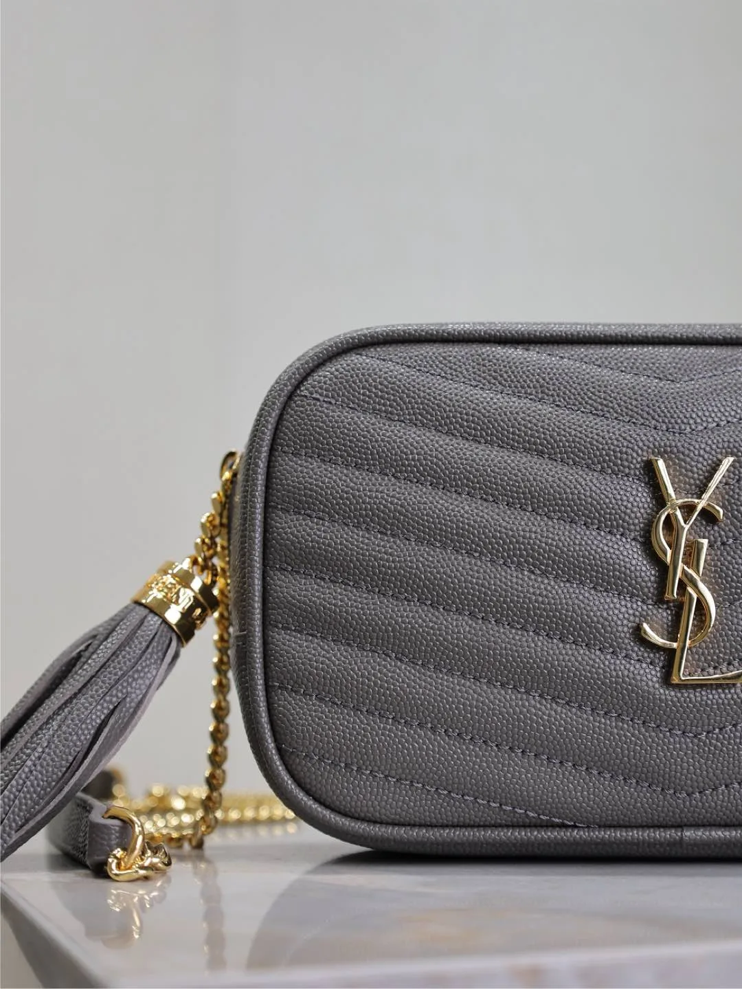 Saint Laurent Grey Calfskin Shoulder Bag product photo from LabelPicks