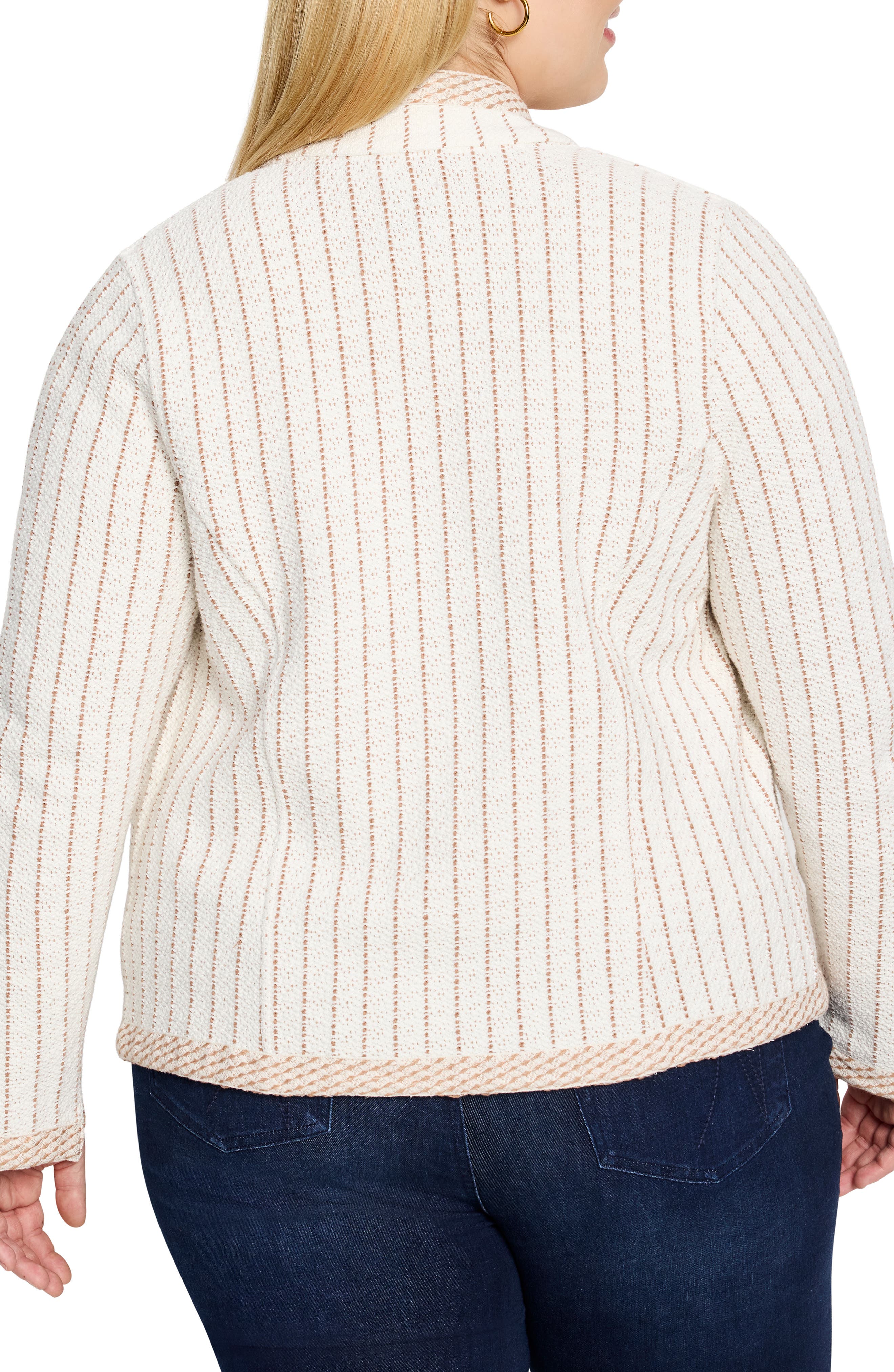NIC+ZOE Notch Collar Stripe Knit Jacket