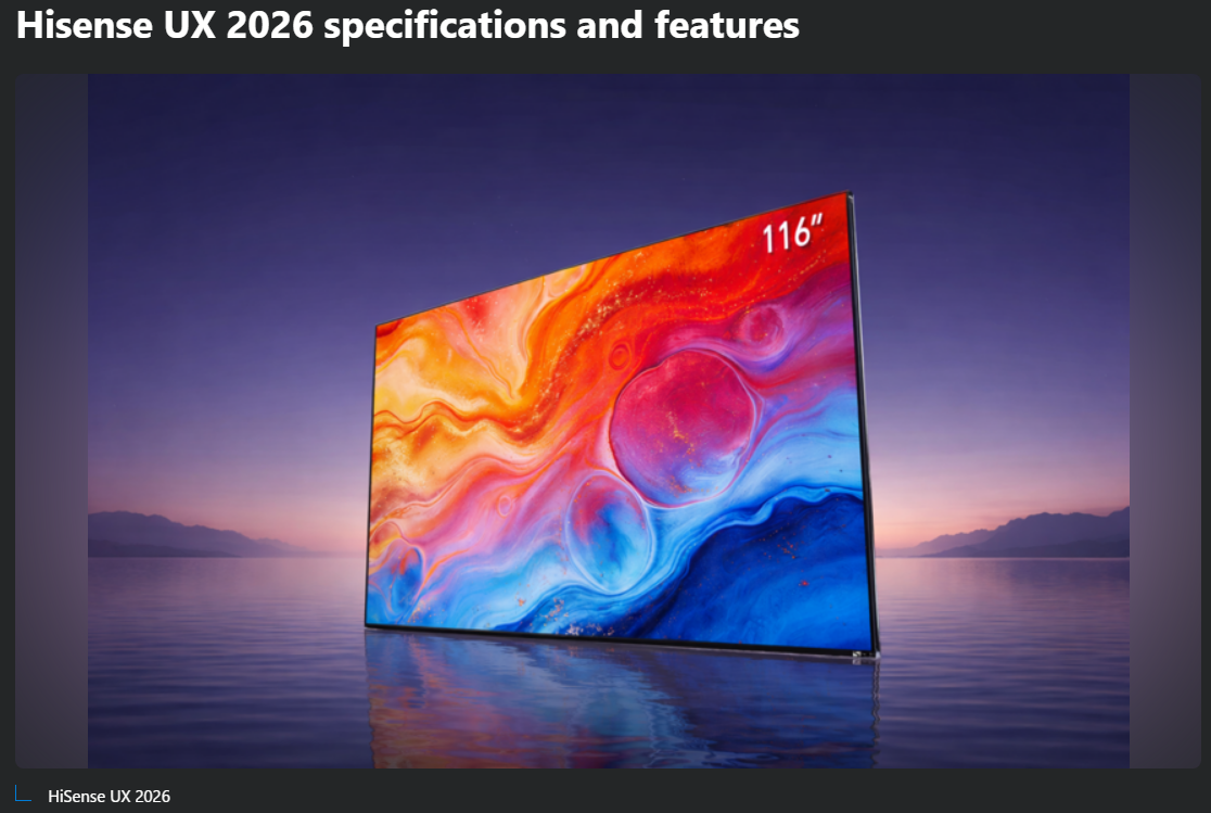 Hisense UX2026 116'' RGB-Mini LED TV 43000 Zones 10000 nits TV Brand New - GreshamTech