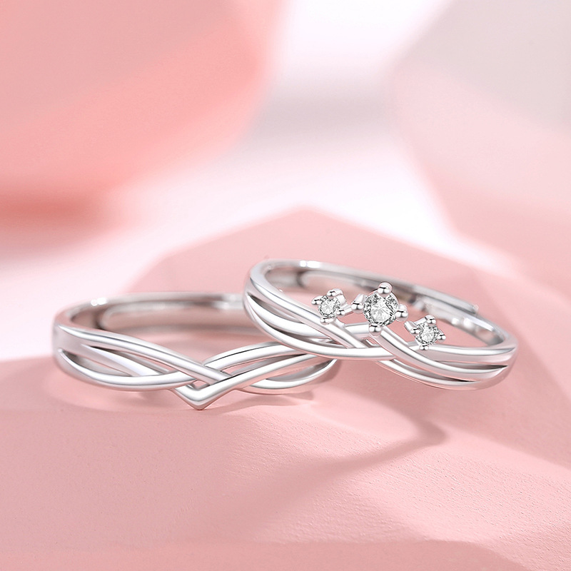 Original design, Three Lives, Three Worlds couple rings, 925 sterling silver, fashionable and minimalist, with an intertwined design, suitable for both men and women, a perfect 520 Valentine's Day gift
