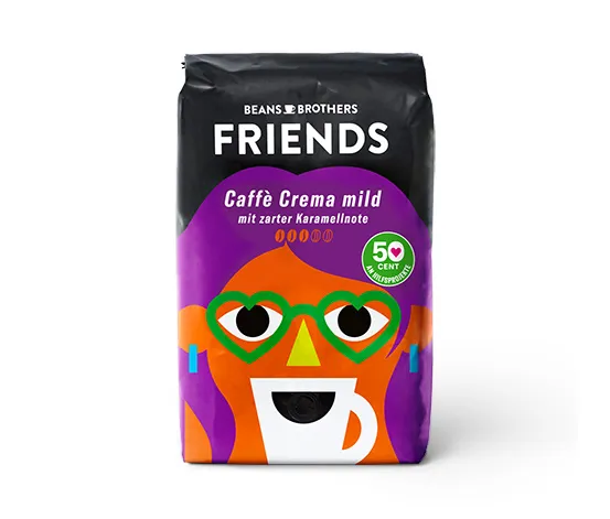 BEANS BROTHERS FRIENDS Caffè Crema Mild - 500 g Ganze Bohne