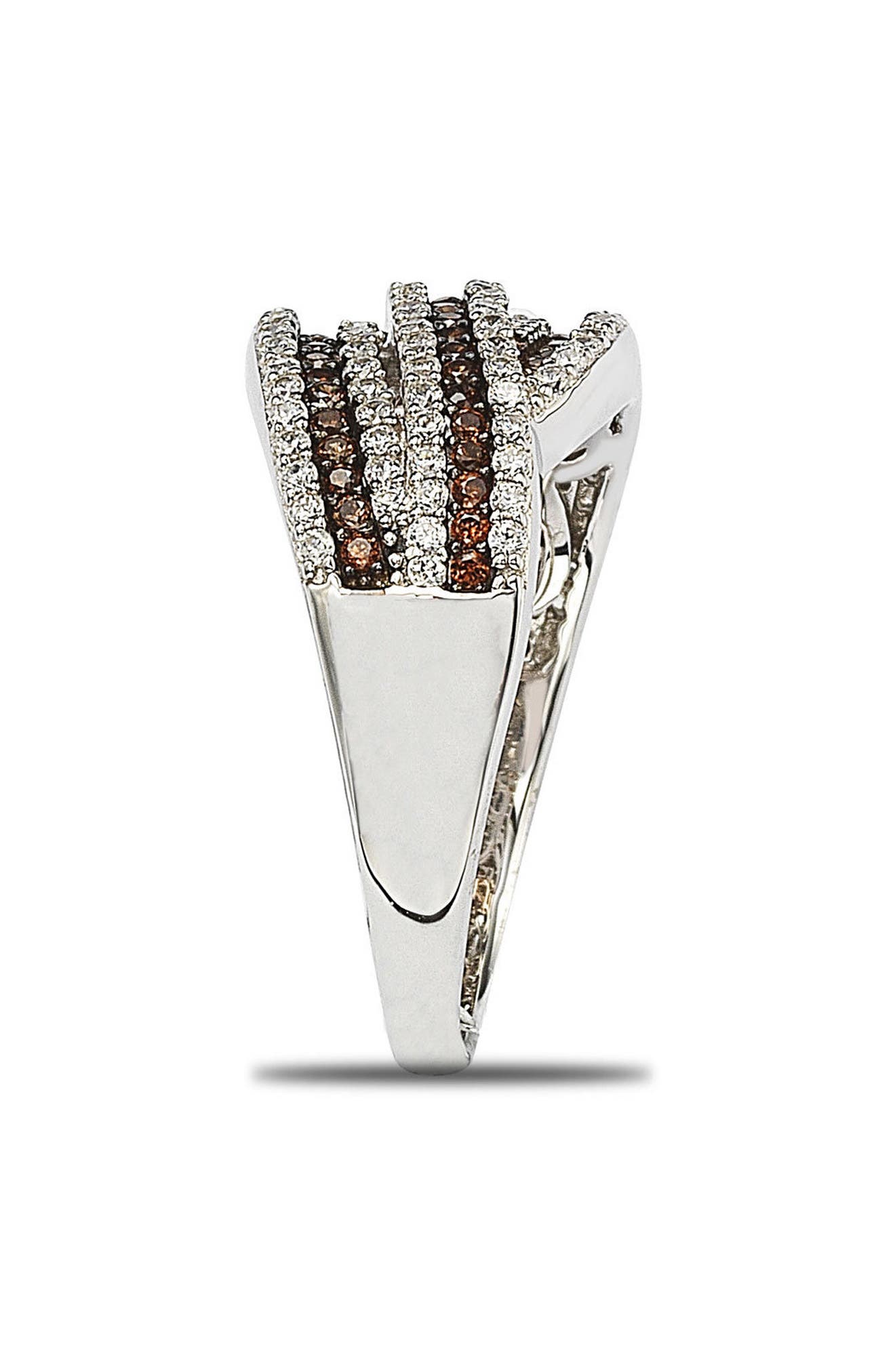 SUZY LEVIAN Sterling Silver White & Chocolate CZ Ring