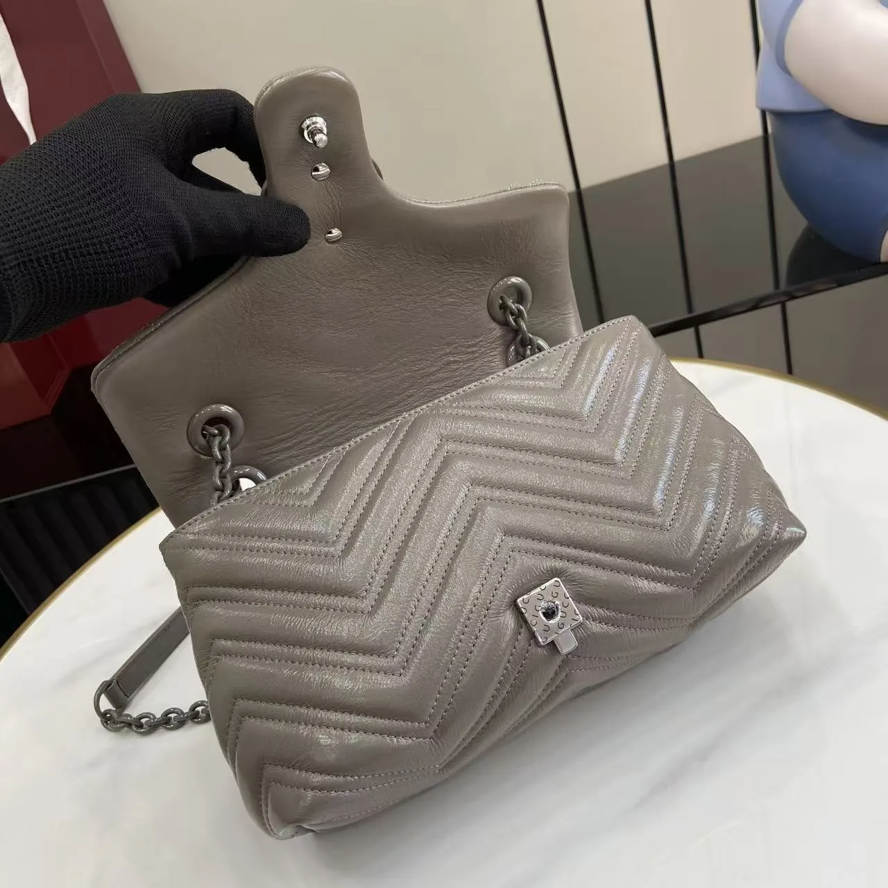 Gucci Grey Marmont GG Supreme Canvas Shoulder Bag product photo from LabelPicks