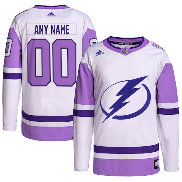 Tampa Bay Lightning adidas Hockey Fights Cancer Primegreen Authentic Custom Jersey - White/Purple