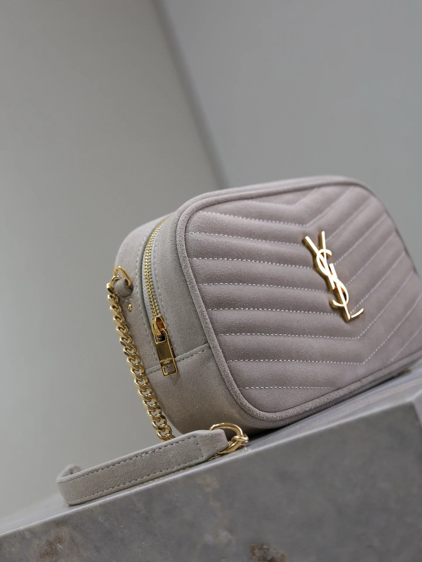 Saint Laurent Grey Suede Leather Crossbody Bag product photo from LabelPicks