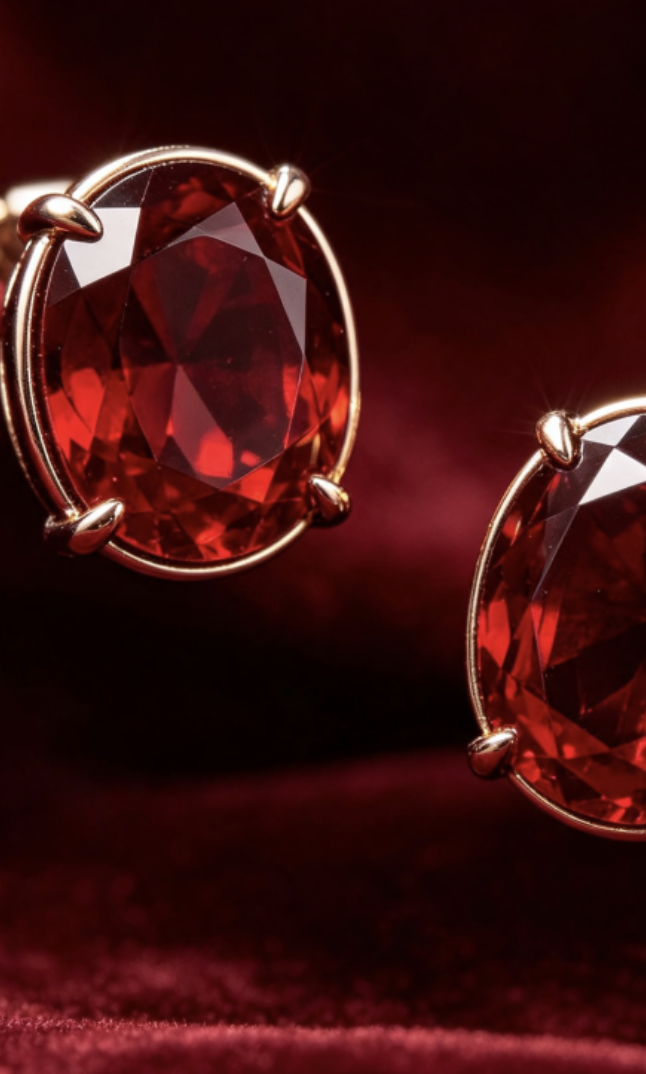 Solvellae Crimson Ruby Oval Statement Earrings