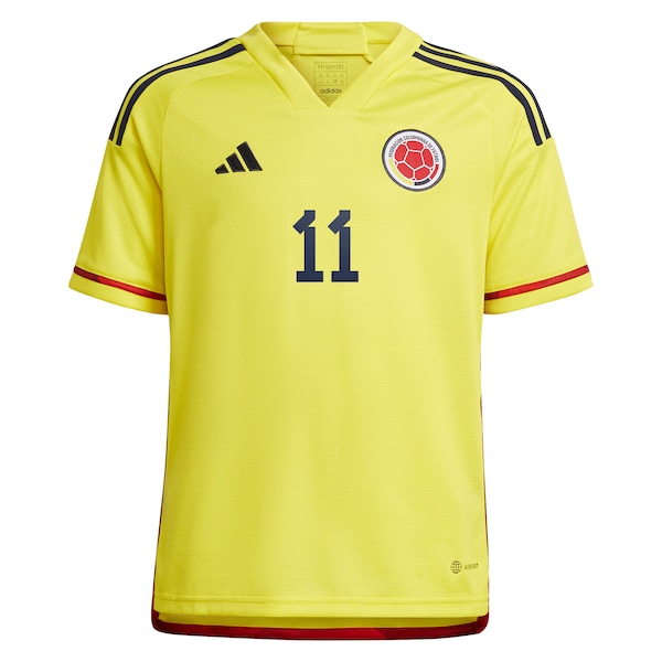 Juan Cuadrado Colombia National Team adidas Youth 2022/23 Home Replica Player Jersey - Yellow