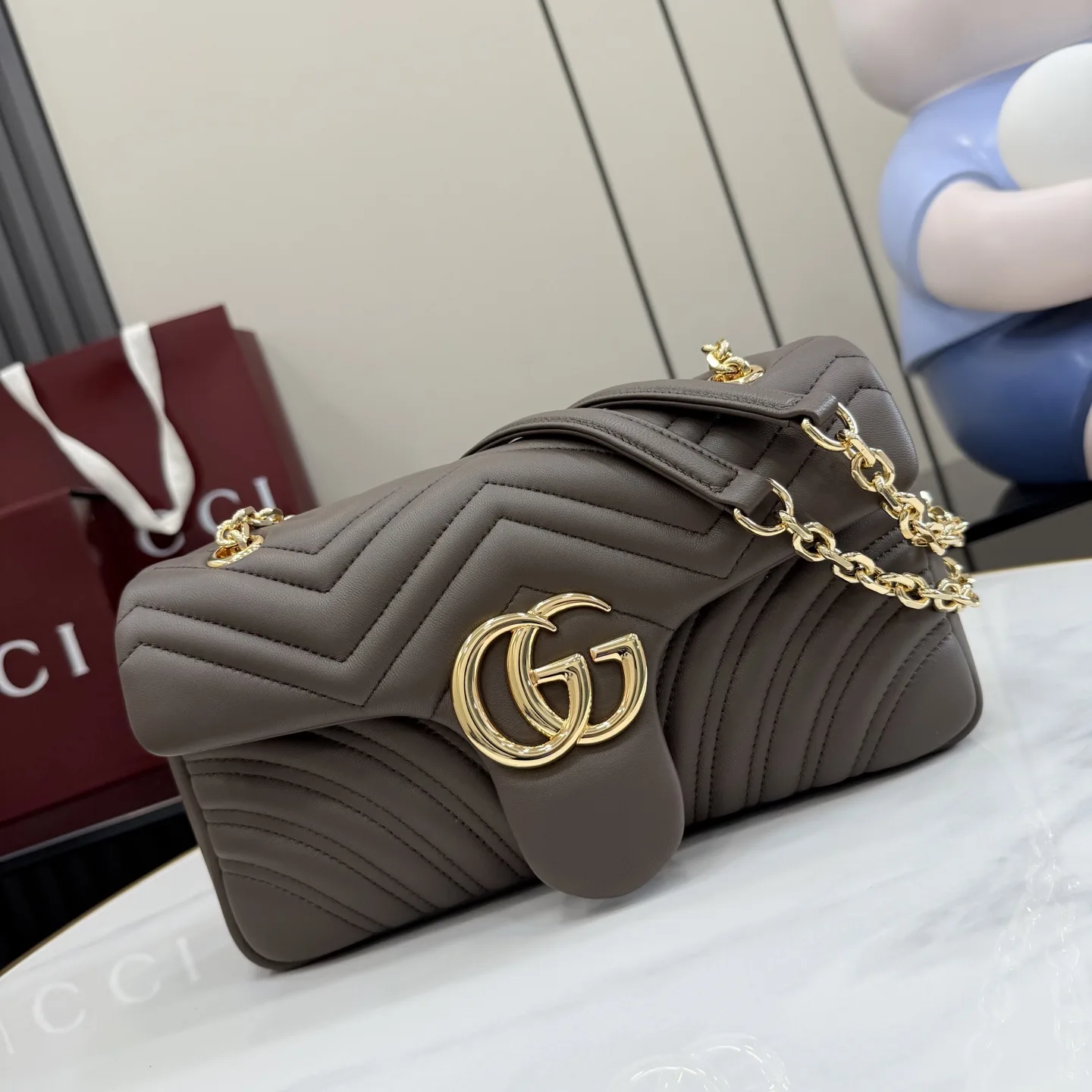 Gucci Marmont Grey GG Supreme Canvas Shoulder Bag product photo from LabelPicks