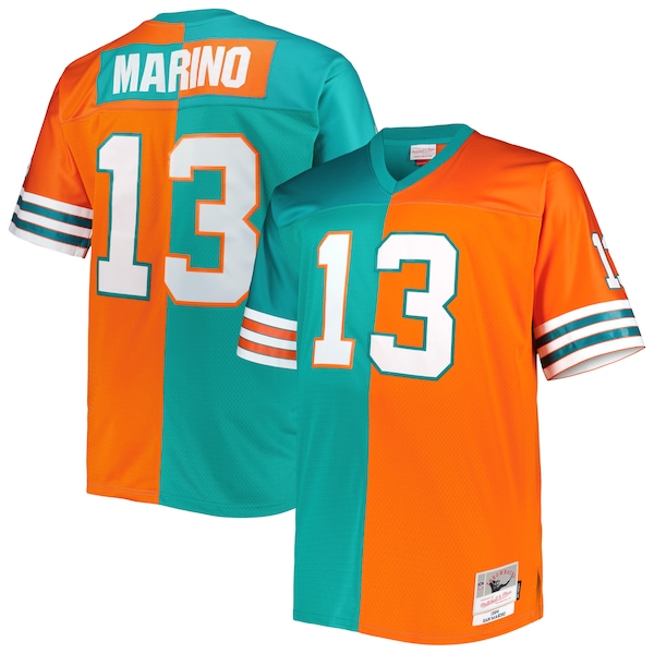 Dan Marino Miami Dolphins Big & Tall Split Legacy Retired Player Replica Jersey - Aqua/Orange