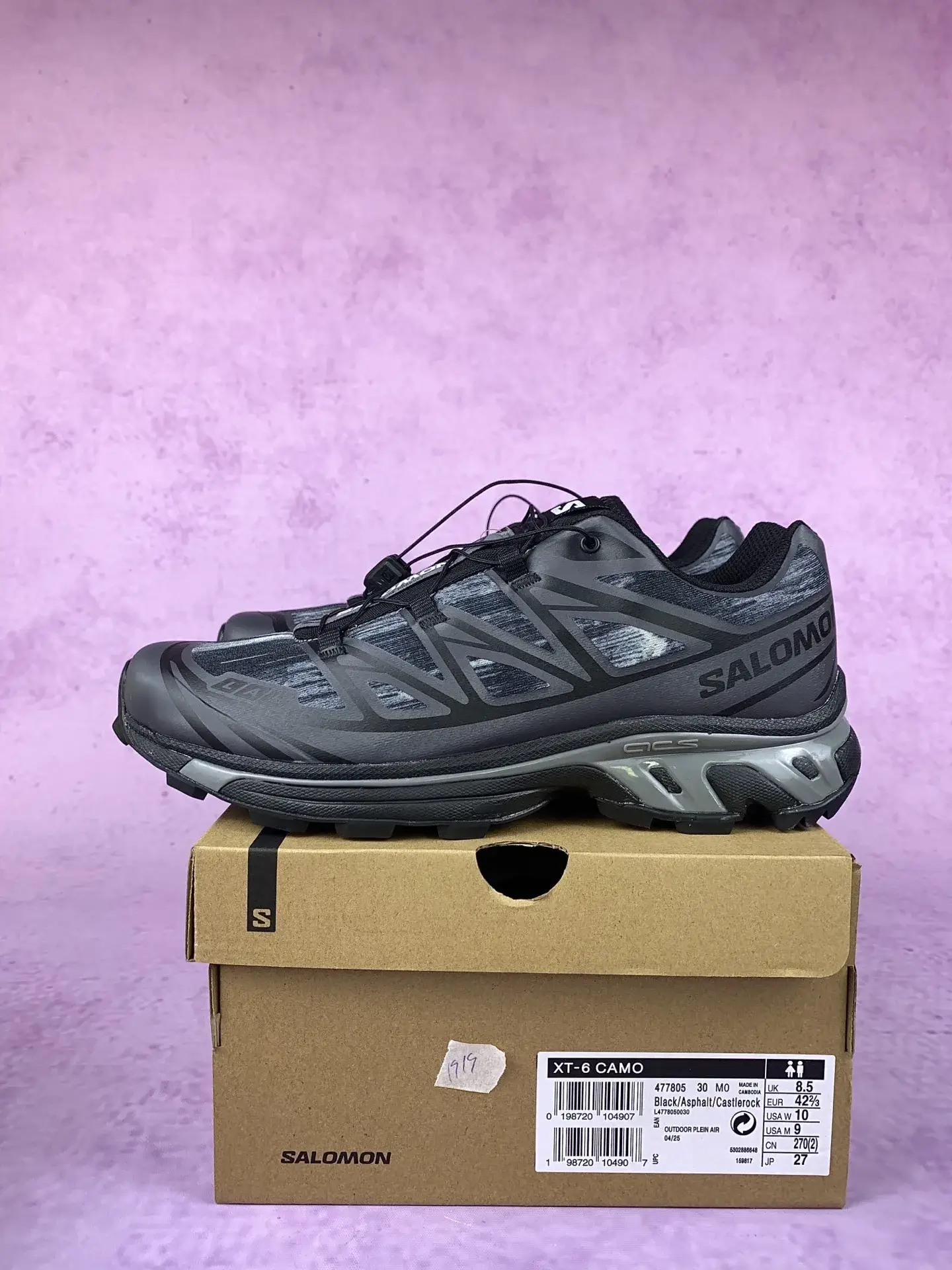 Salomon XT-6 Camo “Black Asphalt Castlerock” Shoes product photo from LabelPicks