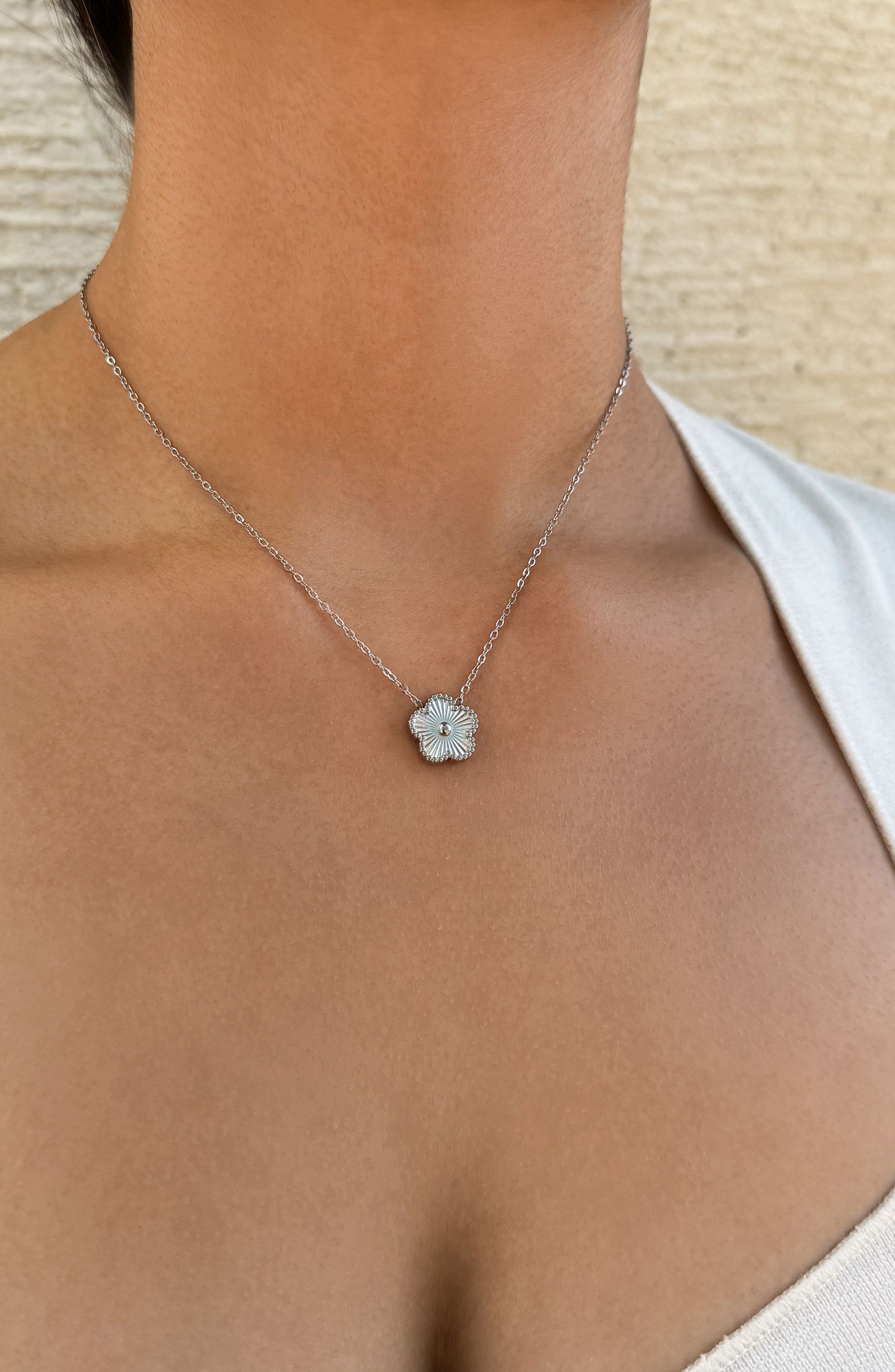 Adornia Textured Flower Pendant Necklace