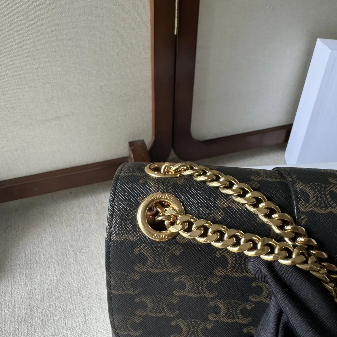 Celine Triomphe Silver Grained Leather Crossbody Bag product photo from LabelPicks