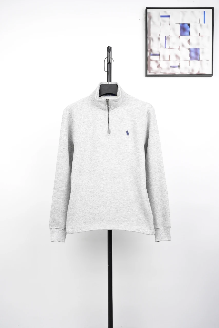 Ralph Lauren Light Grey Pony Embroidered Half Zip Sweatshirt product photo from LabelPicks
