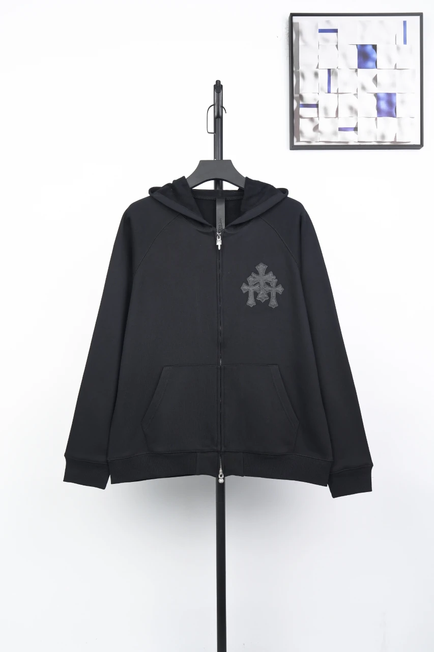 Chrome Hearts Black Cross Leather Patch Hooded Jacket product photo from LabelPicks