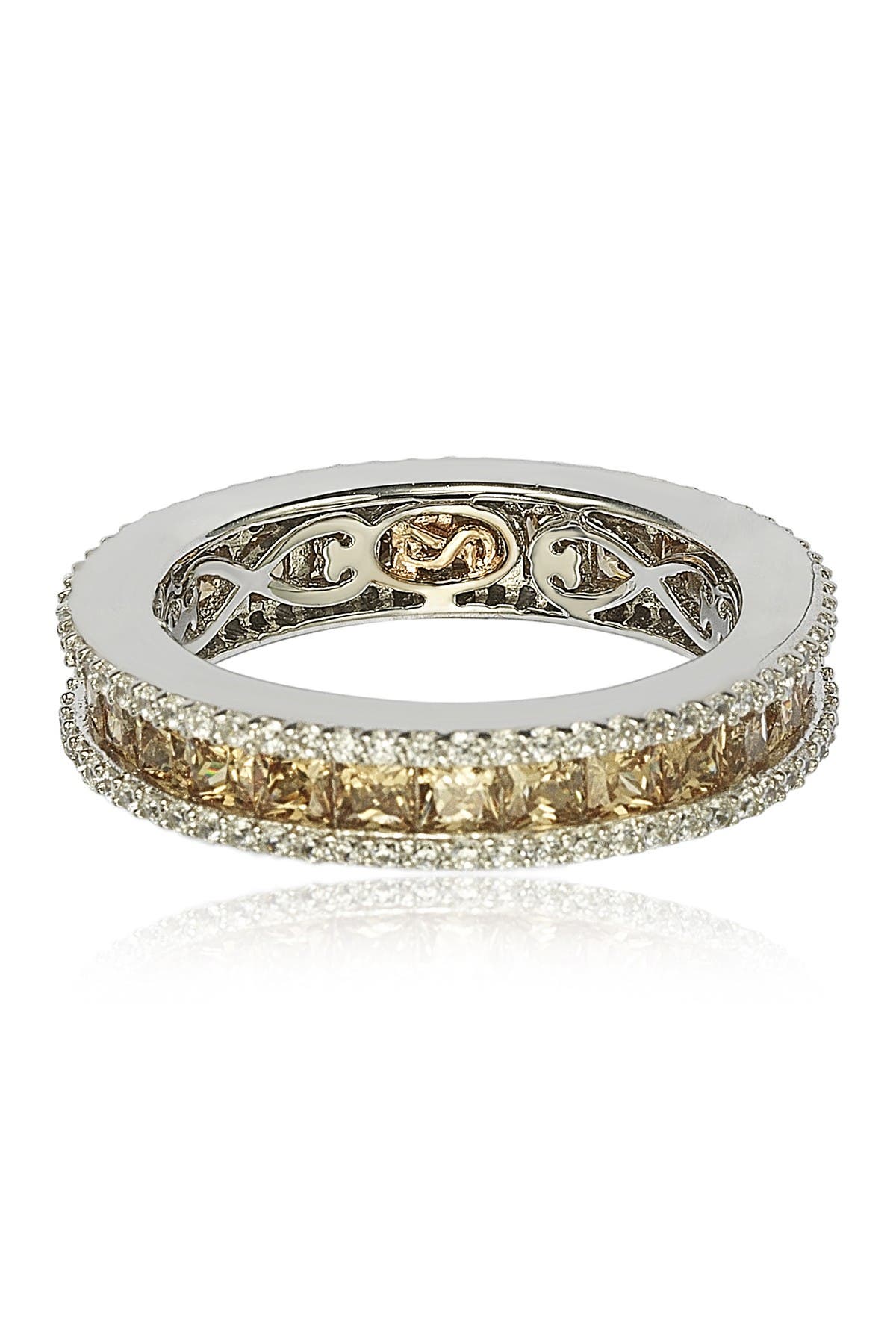 SUZY LEVIAN Brown & White CZ Band Ring