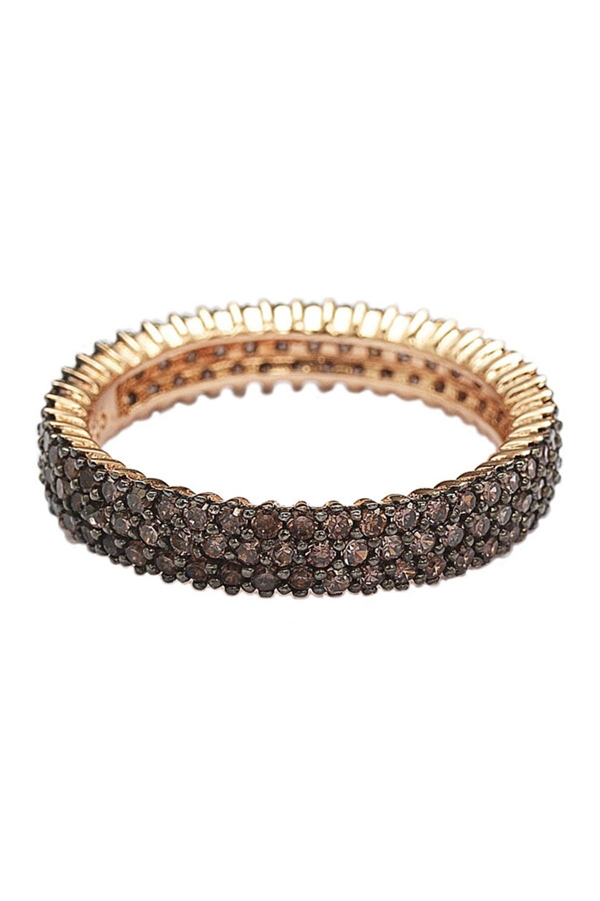 SUZY LEVIAN 14K Rose Gold Plated Micro-Pave Brown CZ Eternity Band Ring