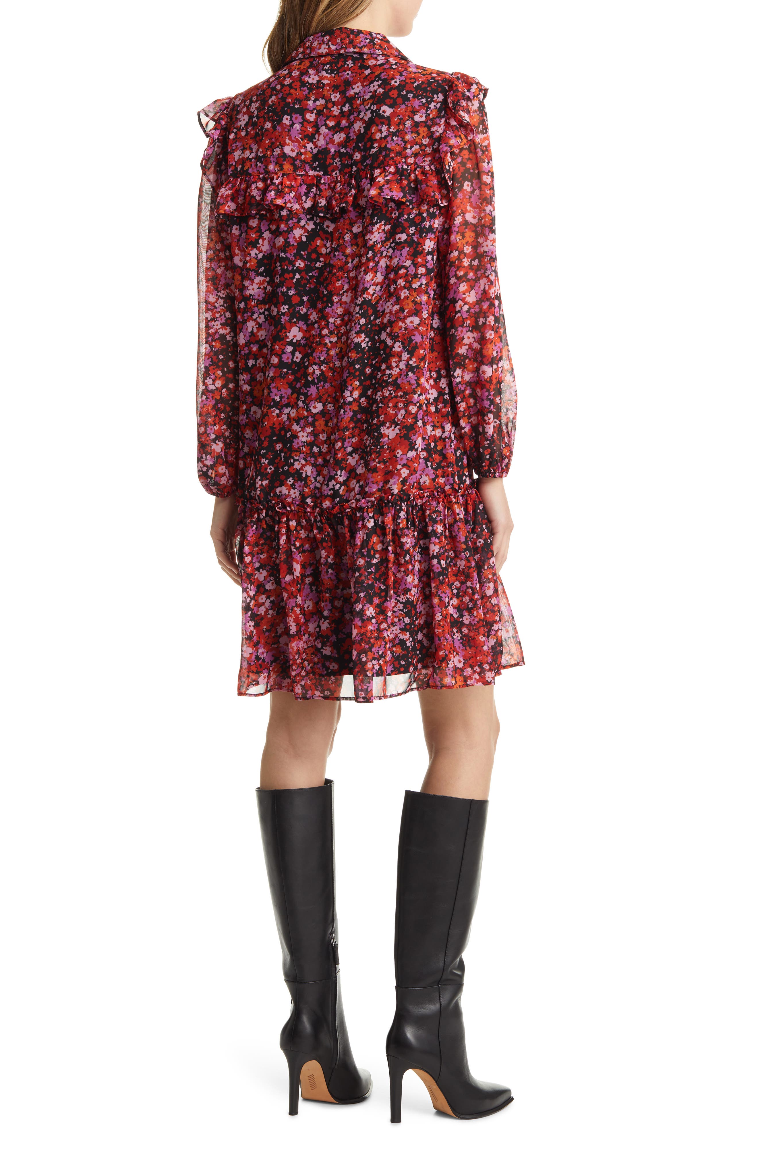 Julia Jordan Floral Print Ruffle Long Sleeve Shirtdress