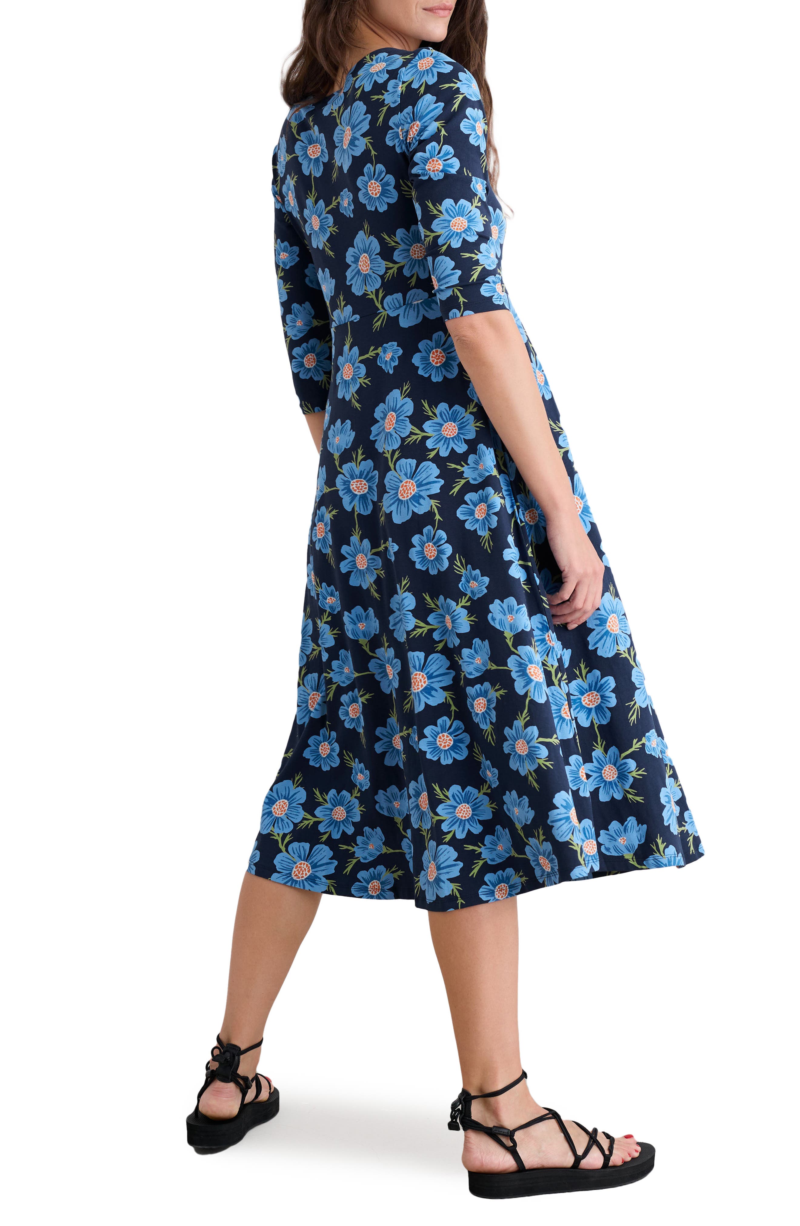 Seasalt Cornwall Veronica Print Stretch Organic Cotton Jersey Midi Dress