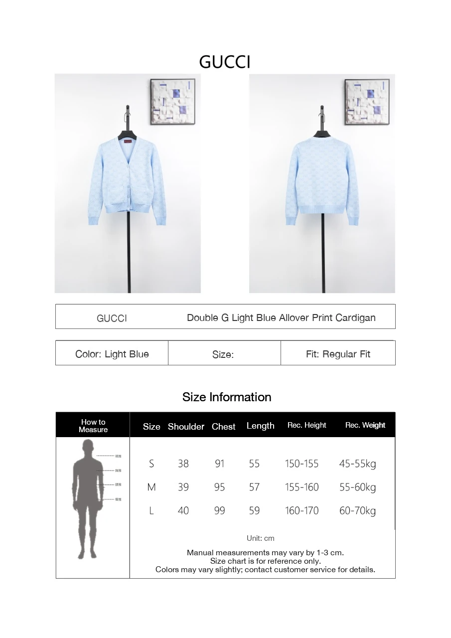 GUCCI Pale Blue GG Jacquard Cotton Cardigan product photo from LabelPicks