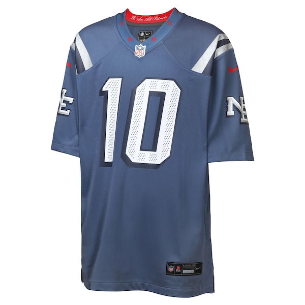 Drake Maye New England Patriots Nike Youth 2025 Rivalries Collection Game Jersey - Storm Blue