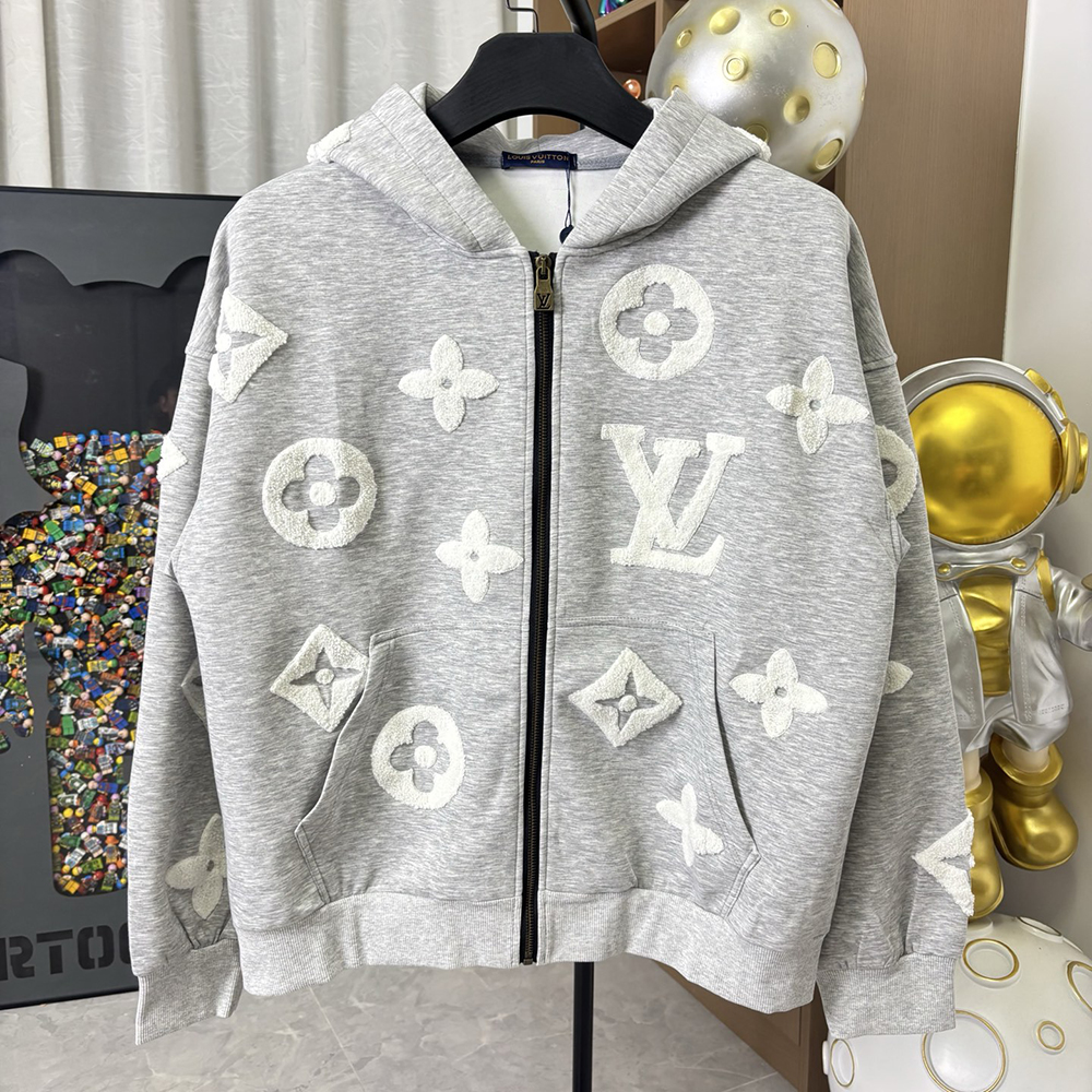 Letter Towel Embroidery Print Long Sleeve Zipper Hoodies