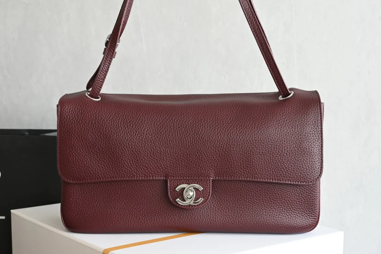 Chanel Burgundy Grained Leather Shoulder Bag product photo from LabelPicks