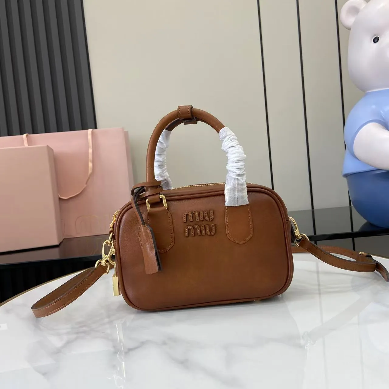 Miu Miu Brown Calfskin Top Handle Bag product photo from LabelPicks