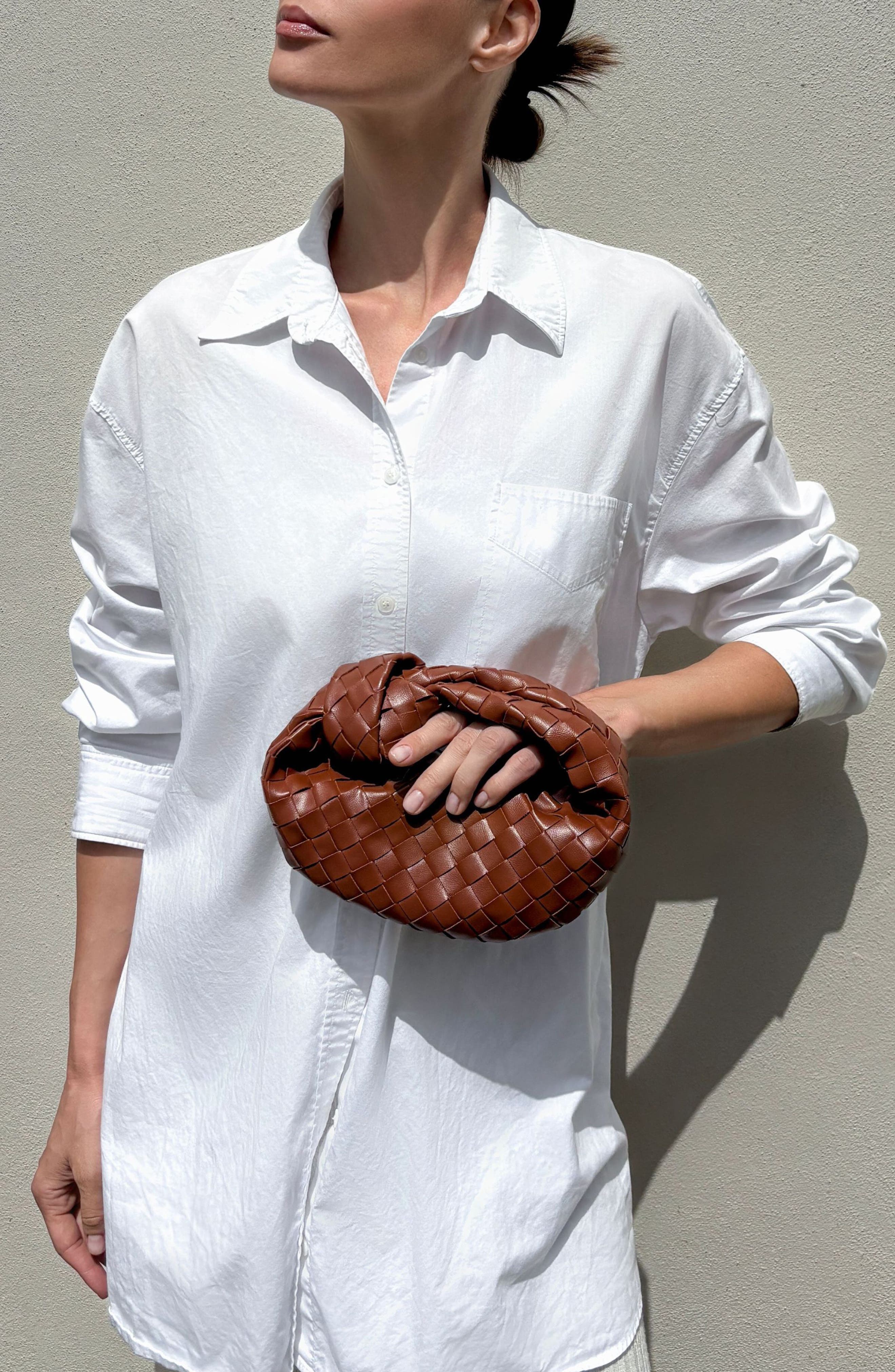 Adornia Woven Faux Leather Crescent Bag