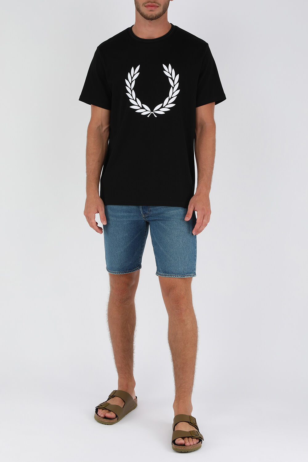 FRED PERRY חולצת טי רינגר שחורה