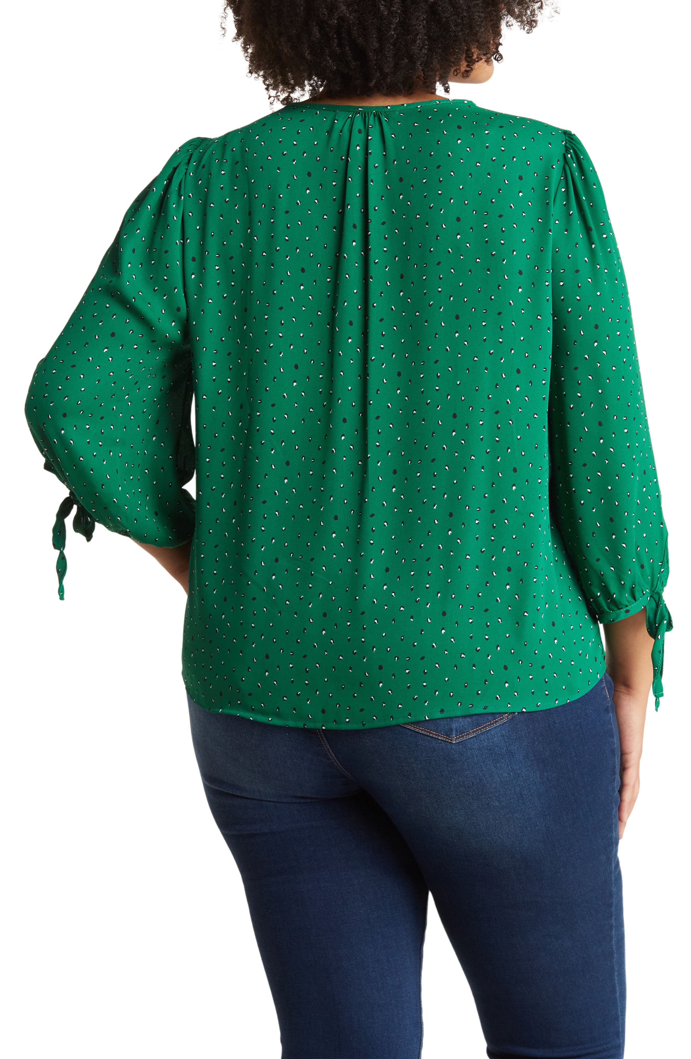 Renee C Tie Cuff V-Neck Blouse