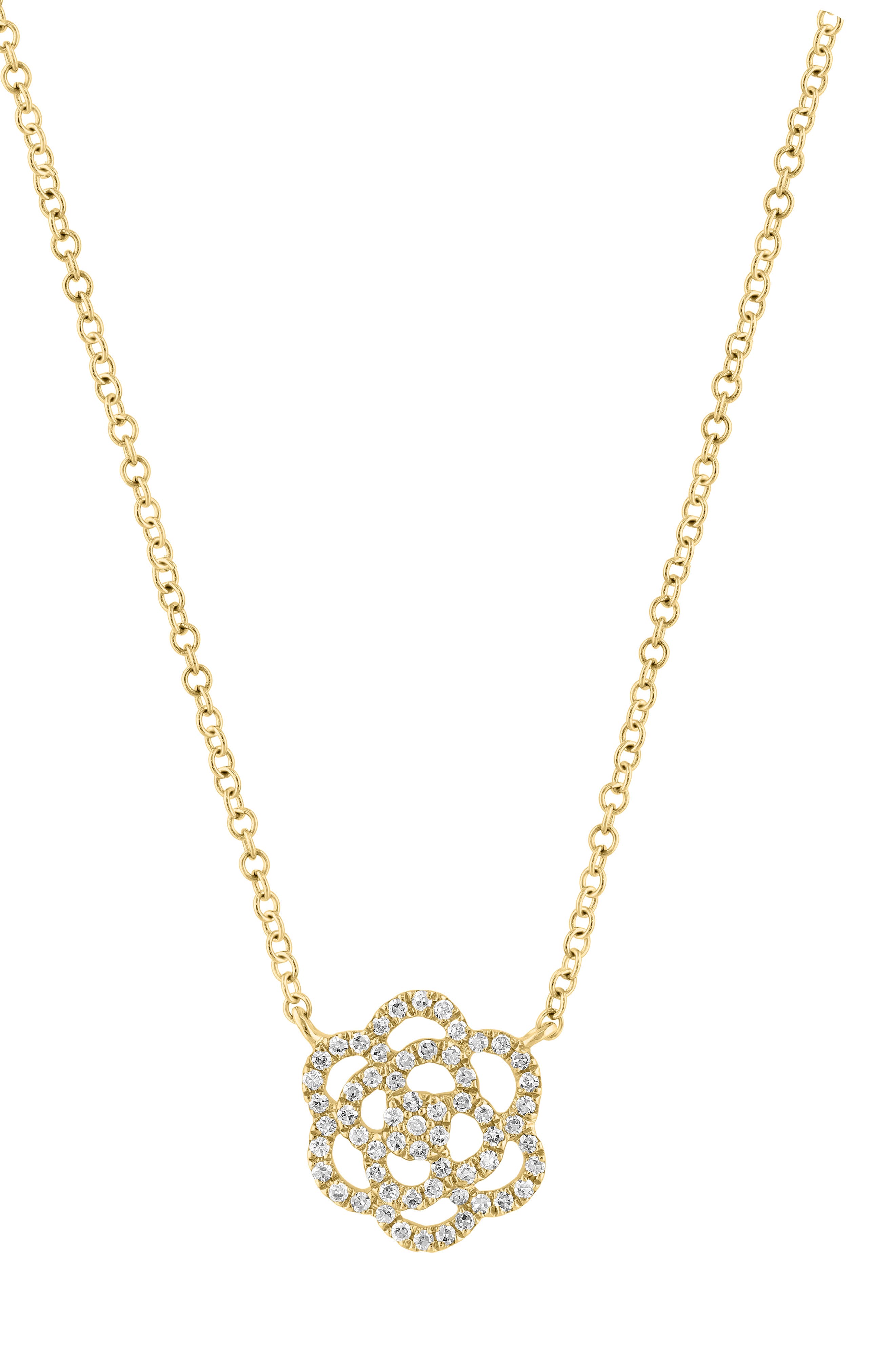 EFFY 14K Gold Plated Sterling Silver Diamond Flower Pendant Necklace