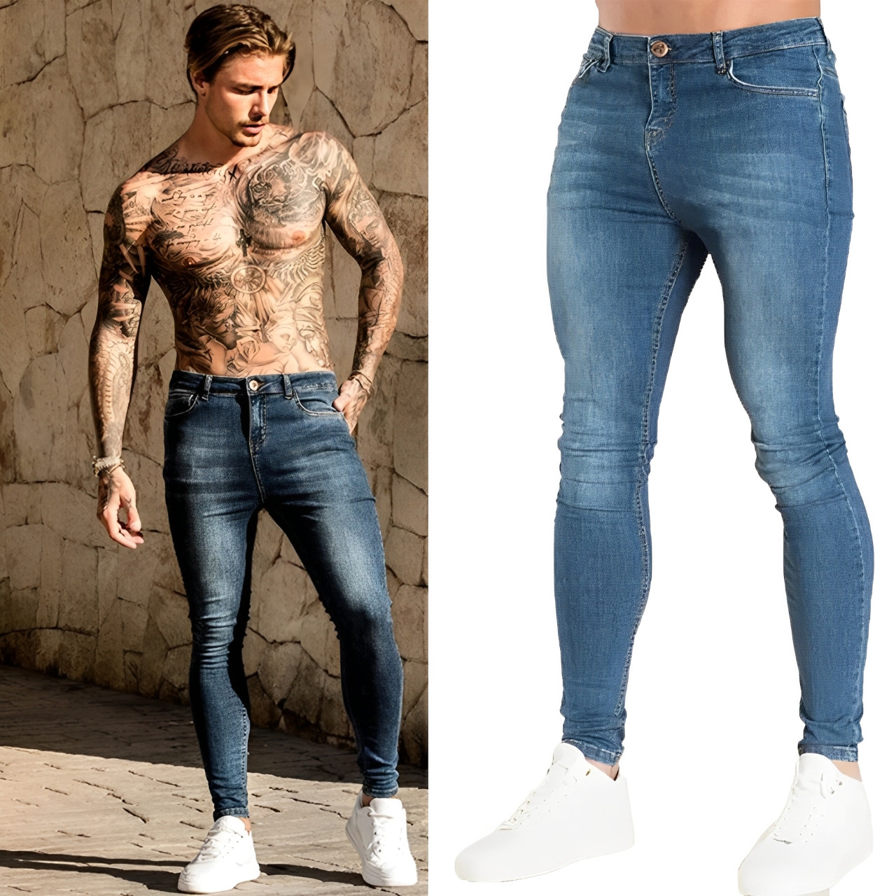 Men's Fashion skinny jeans boys Classic Elastic Cotton Slim Jeans Men Strech Denim Pants High Quality Black Casual Pants MCK507063