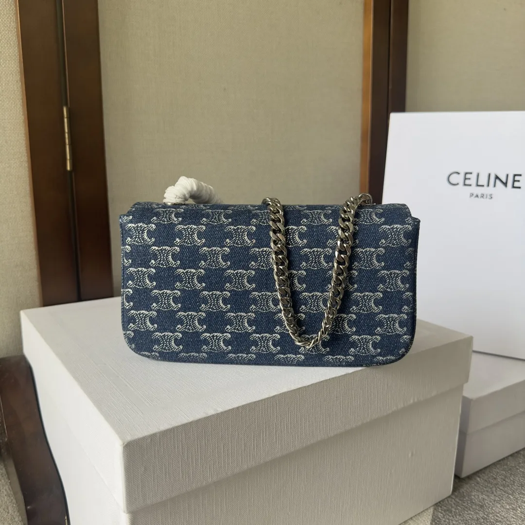 Celine Silver Triomphe Denim Shoulder Bag product photo from LabelPicks