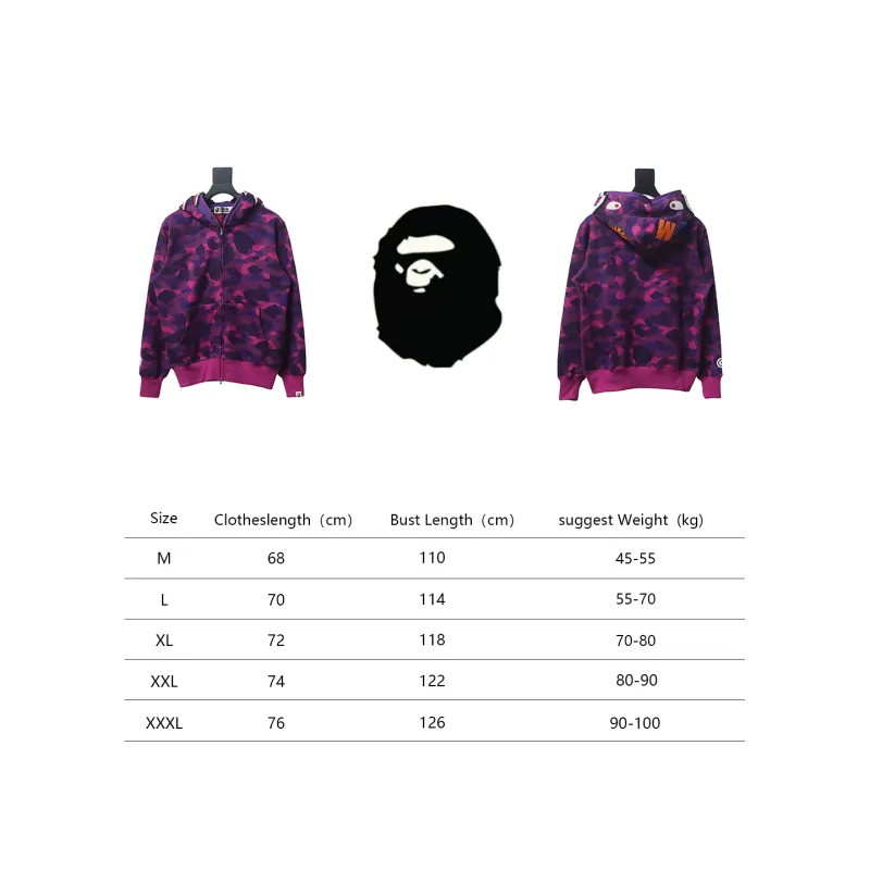 BAPE Color Camo Shark Full Zip Hoodie Purple