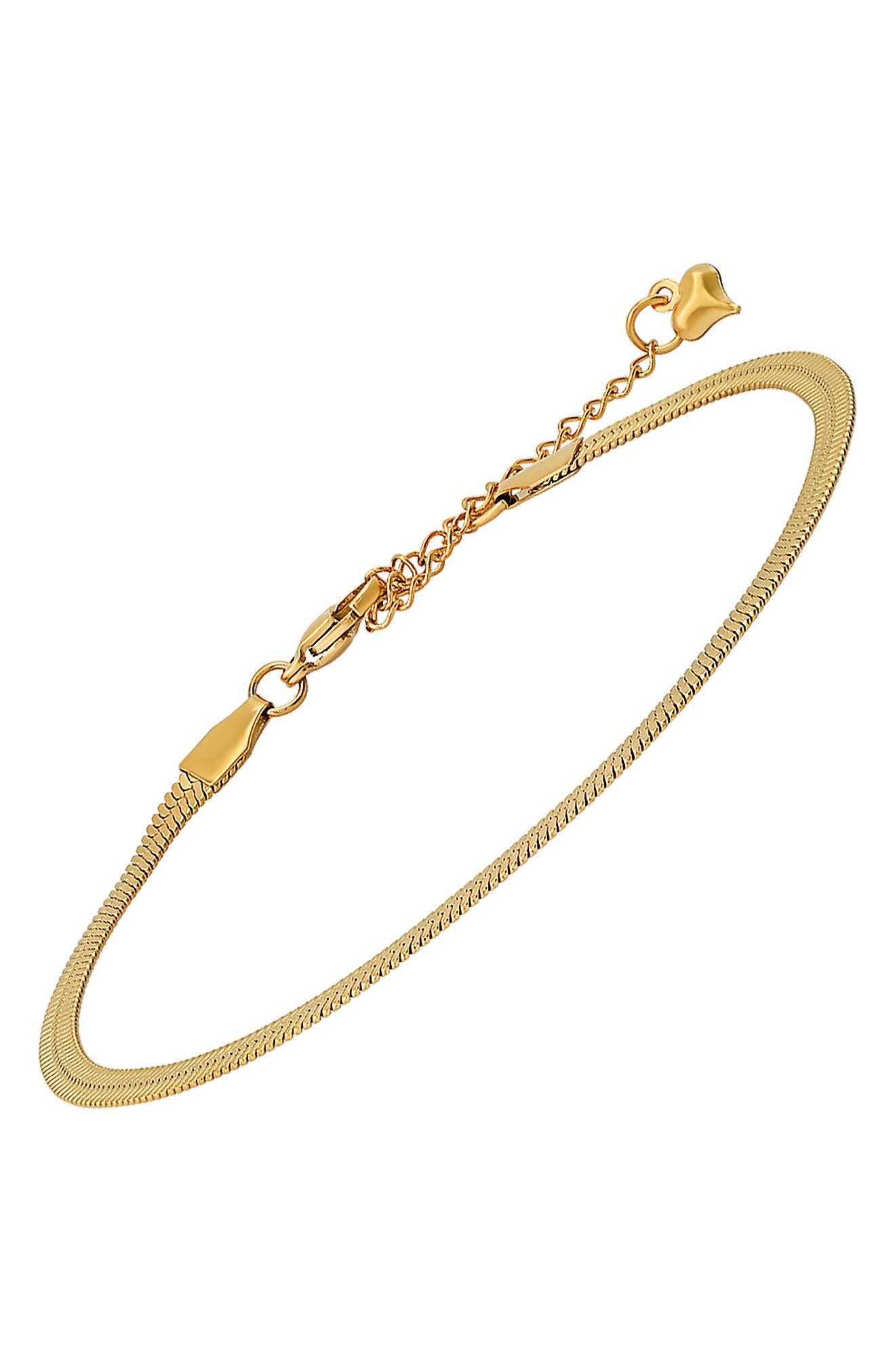 HMY JEWELRY 18K Gold Plated Stainless Steel Snake Chain Anklet