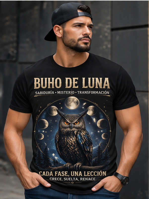 Remera Búho de las Fases Lunares – Misterio Nocturno