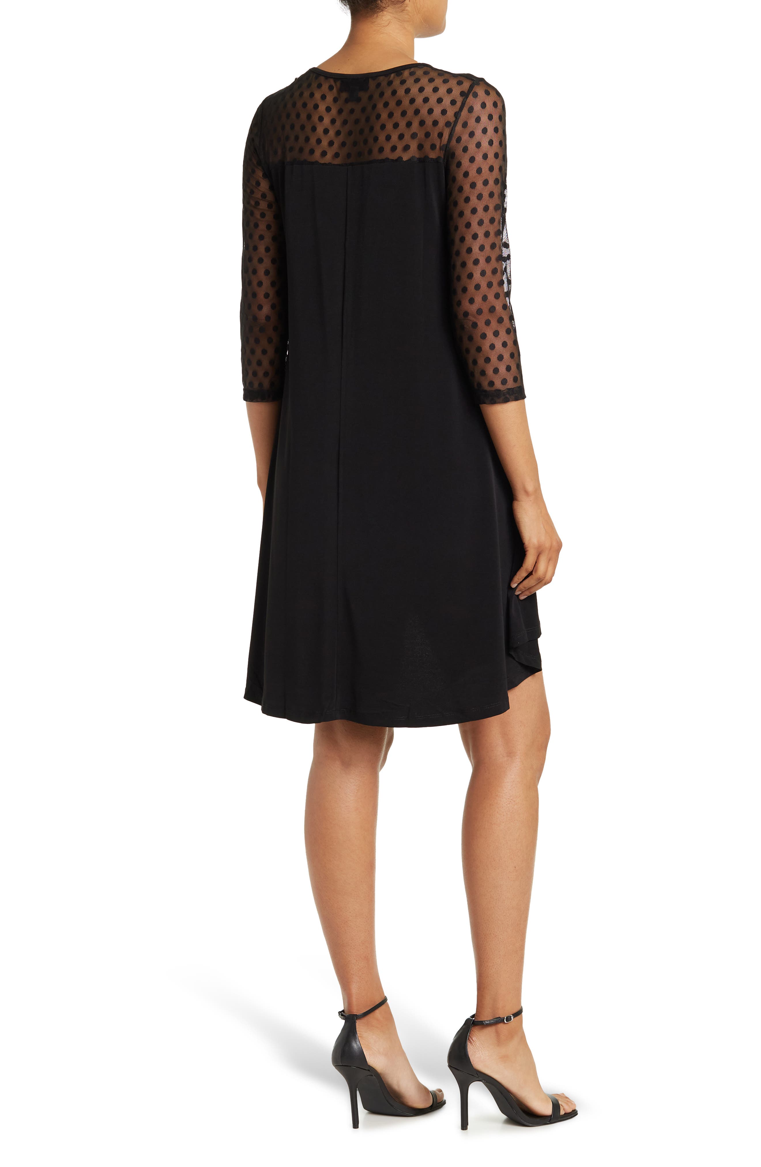 Nina Leonard Mesh Hi-Lo Dress
