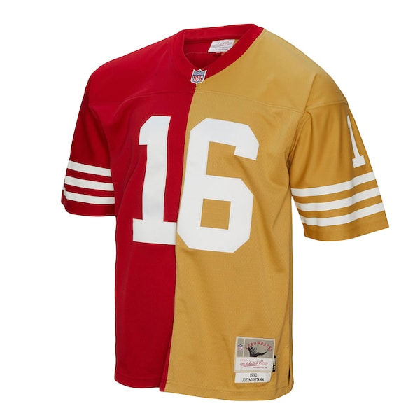 Joe Montana San Francisco 49ers 1990 Split Legacy Replica Jersey - Scarlet/Gold