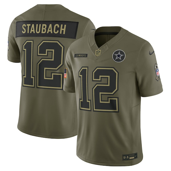Roger Staubach Dallas Cowboys Nike 2025 Salute to Service Retired Limited Jersey - Olive