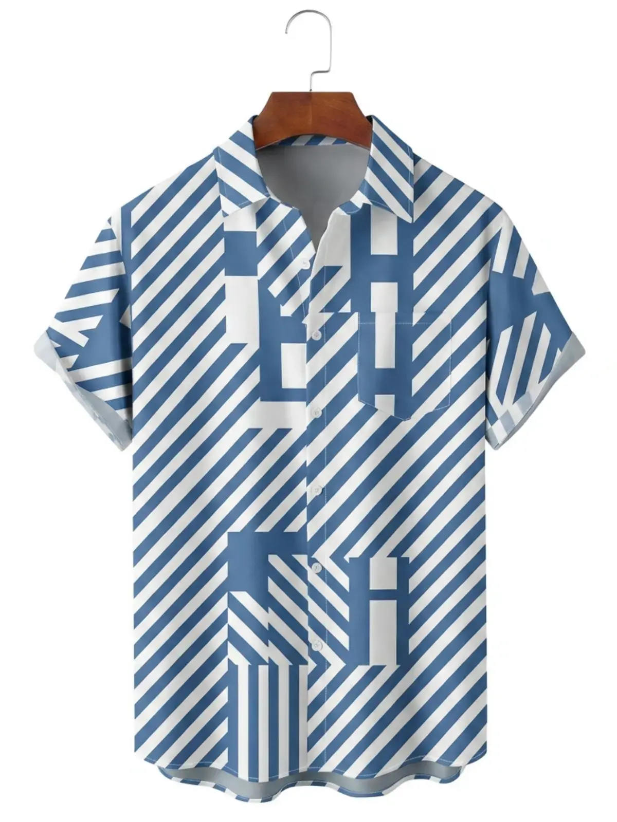 Men's printed shirts Geometric Stripe Pattern Aloha Shirt