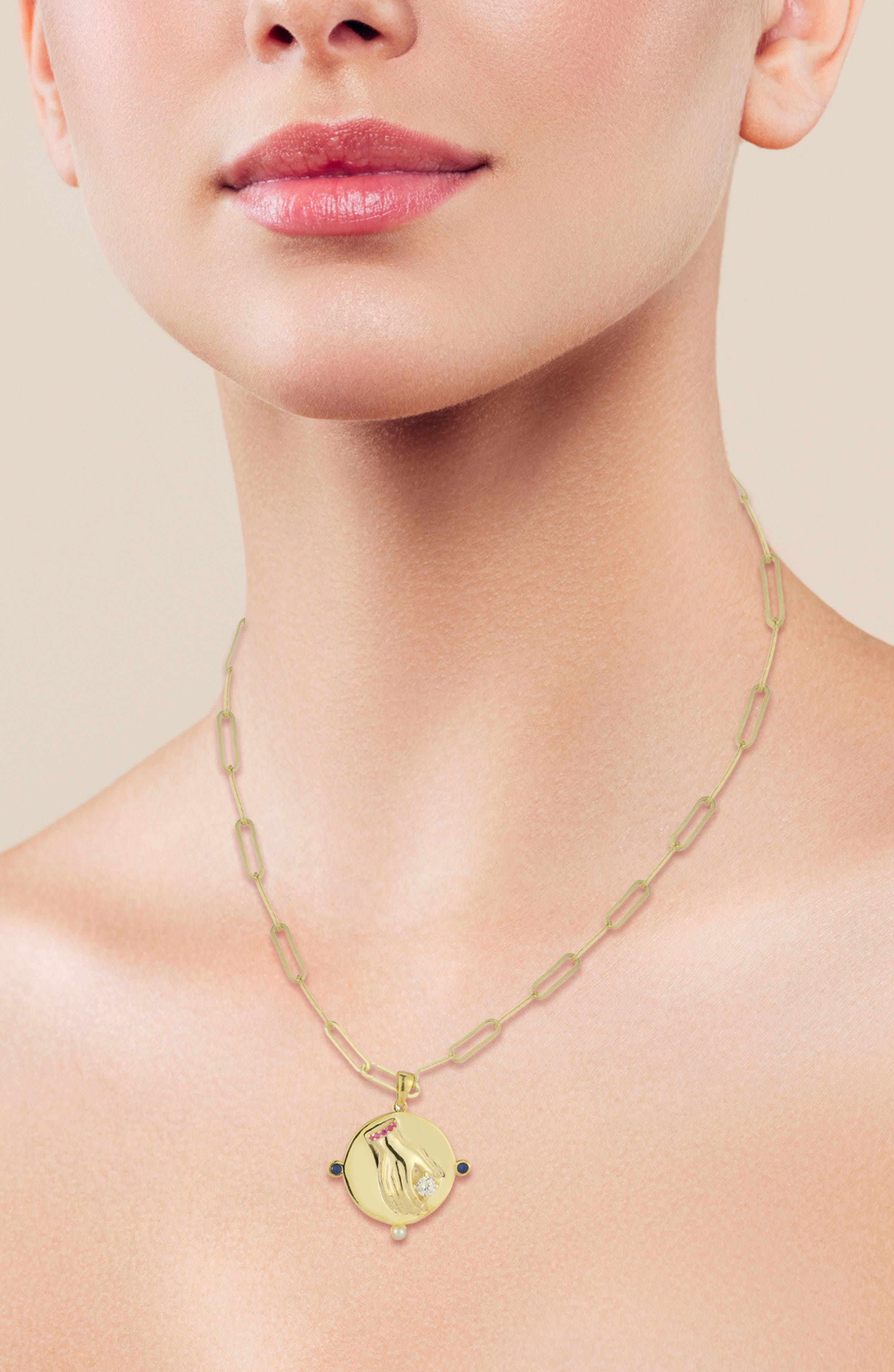 SPHERA MILANO Cubic Zirconia & Cultured Pearl Medallion Pendant Necklace