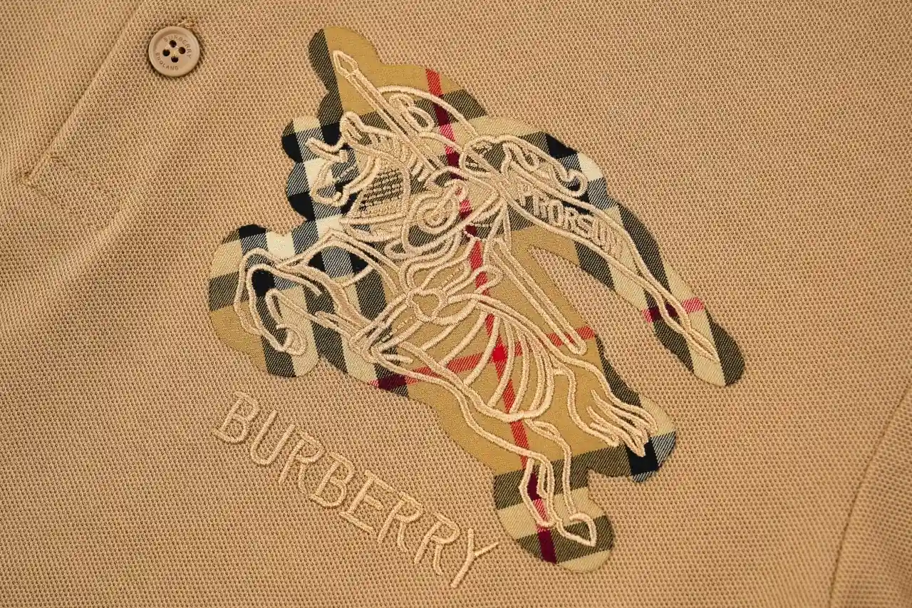 Burberry Khaki Check Equestrian Knight Embroidered Polo Shirt product photo from LabelPicks