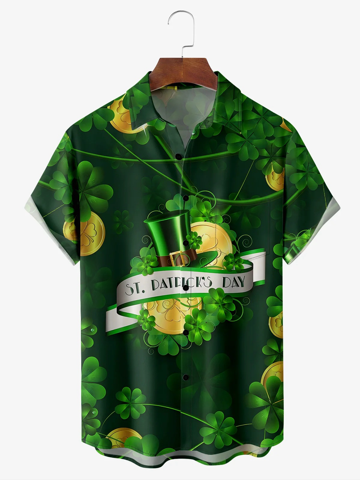 St Patricks Day Chest Pocket Short Sleeve Casual Shirt